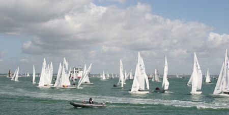 The start of the International Etchells fleet